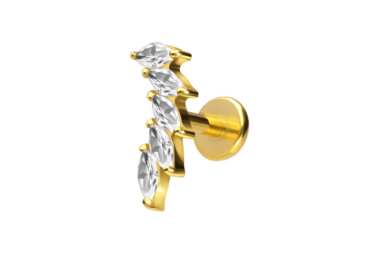 Titan Labret Piercing mit Push Fit 5 EINGEFASSTE KRISTALLTROPFEN